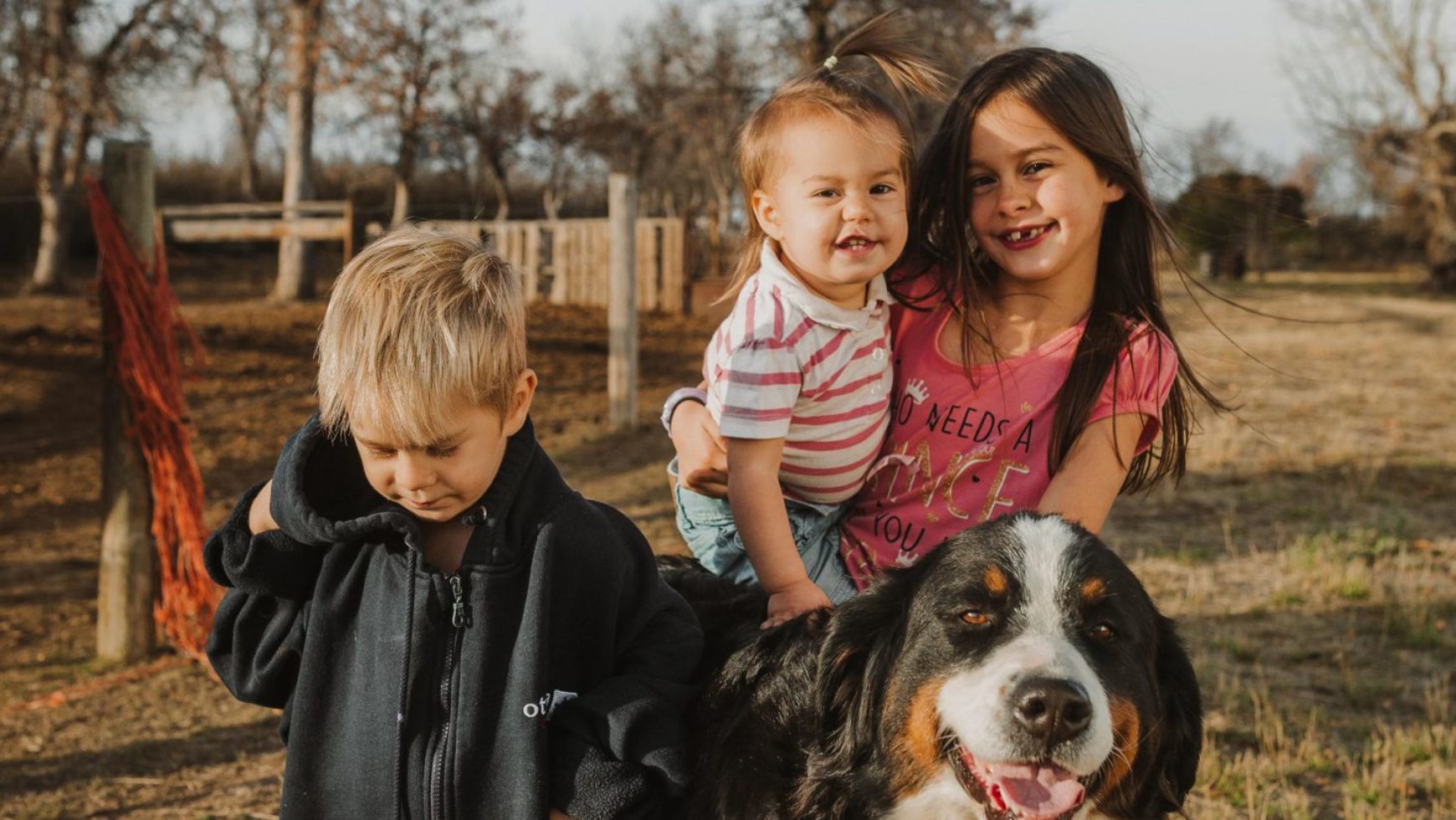 Kids with Bernese Mountain Dog